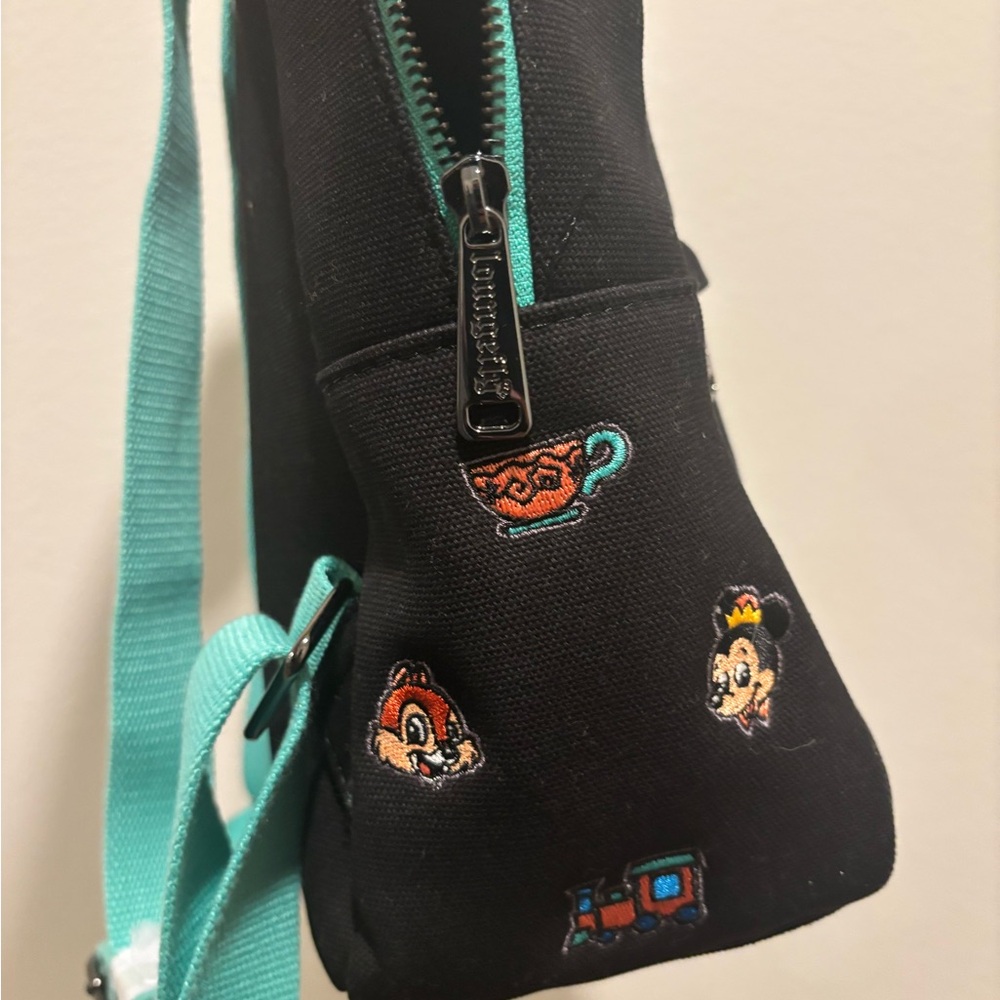 Loungefly Black and Teal Backpack with Character Print- Disney Parks - Picture 6 of 8